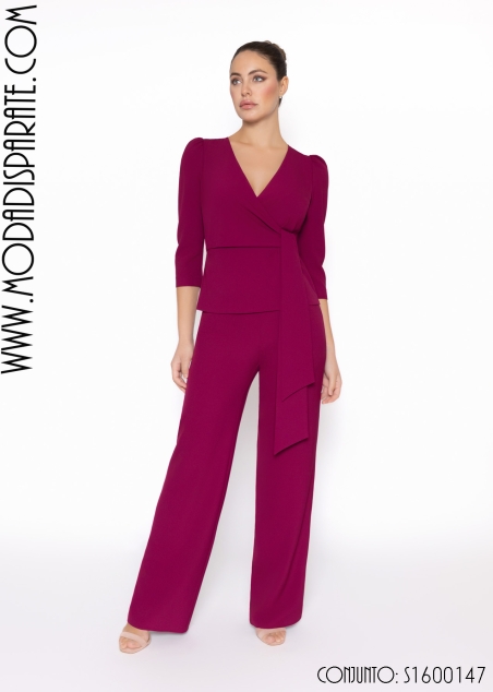 CJTO.CREPE BLUSA CRUZADA Y PANTALÓN