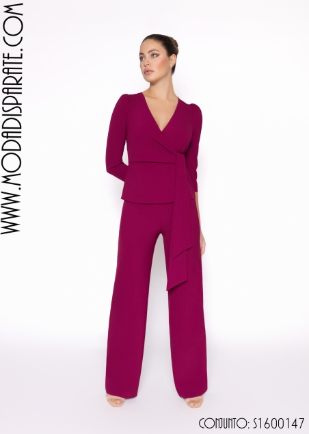 CJTO.CREPE BLUSA CRUZADA Y PANTALÓN