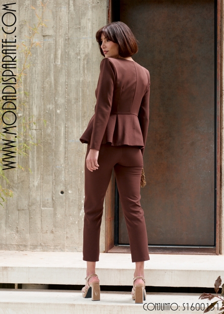 CJTO.LISO CHAQUETA PEPLUM Y PANTALON PITILLO