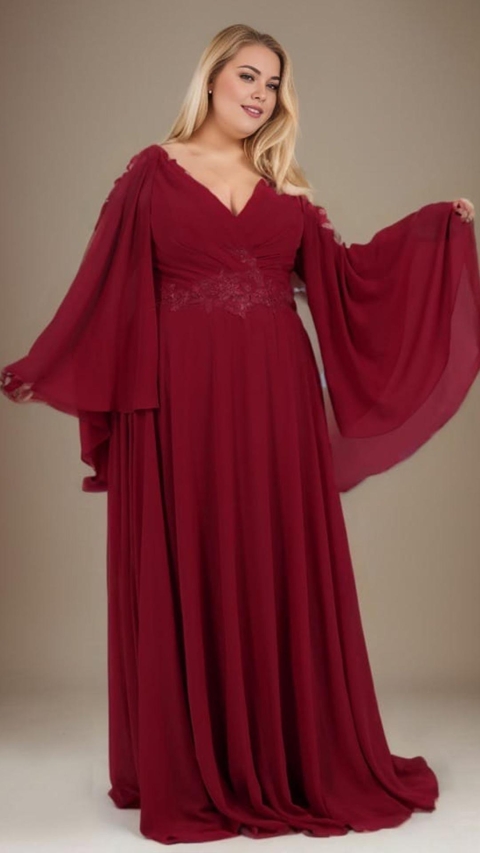 VESTIDO LARGO GASA ESCOTE DRAPEADO Y LENTEJUELAS 2