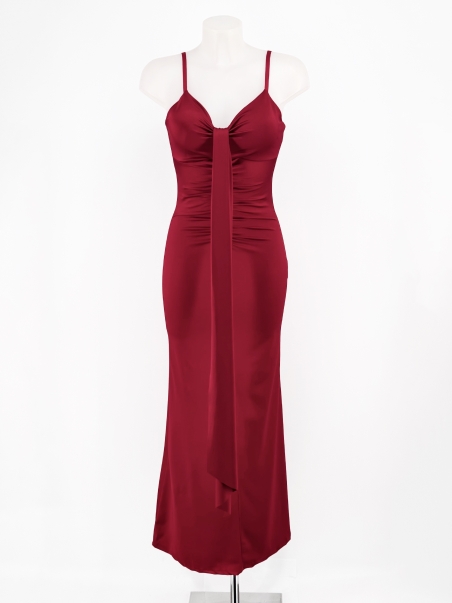 VESTIDO LARGO LICRA FIESTA  FRUNCIDO DELANTERO CAIDA PECHO