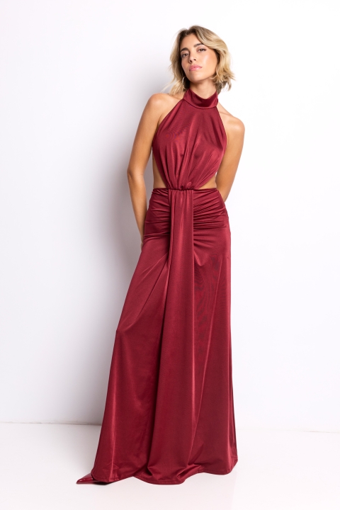 VESTIDO LARGO LICRA ESCOTEHALTER ABERTURAS