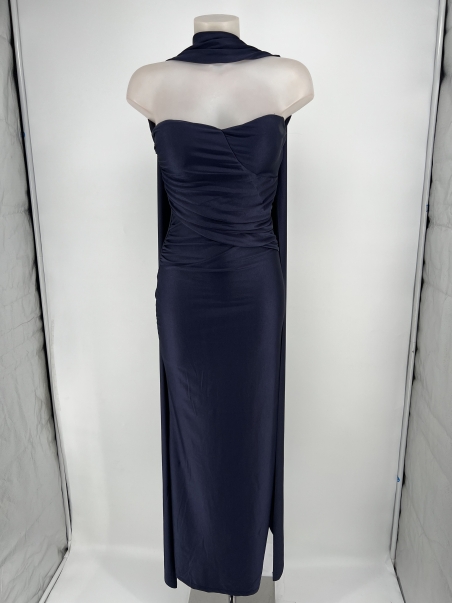 VESTIDO FIESTA LARGO CINTURA LAZADA ESPALDA DRAPEADA