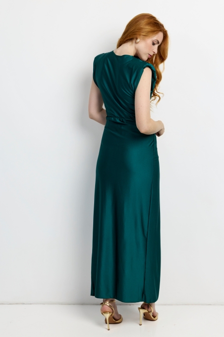 VESTIDO FIESTA LARGO SIN MANGA CINTURA HEBILLA