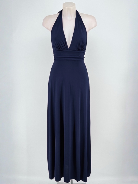 VESTIDO FIESTA LARGO PUNTO  ATADO AL CUELLO EVASE  LADZADA E