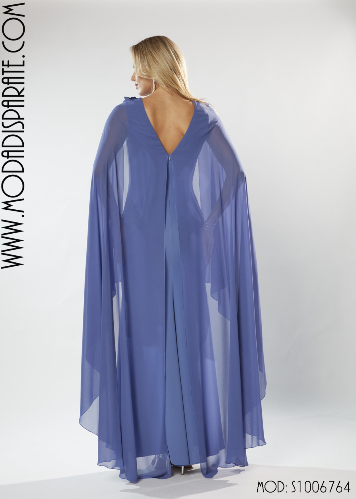 VESTIDO MADRINA LARGO CAPA GASA CON BLONAD EN...