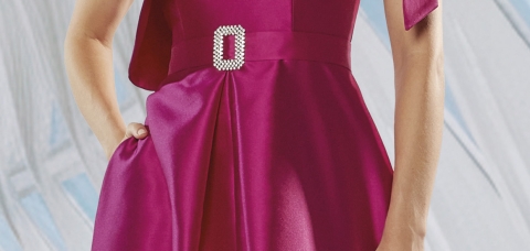 VESTIDO FIESTA LARGO MIKADO VUELO VOLANTE HOMBRO CON APLIQUE 2