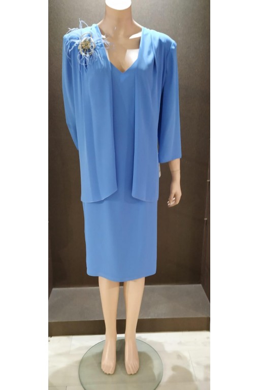 VESTIDO CORTO LISO CREP POLIESTER COBRECAPA SONIA PEÑA - 1 2