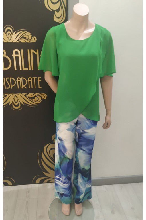CONJUNTO BLUSA MANGA CORTA Y PANTALON ESTAMPADO LAURA TORRIJOS - 1 2