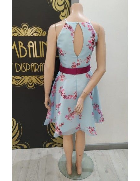 VESTIDO CORTO ESTAMPADO SIN MANGAS CON CINTURON MARIA LAGO - 4 VESTIDO CORTO ESTAMPADO SIN MANGAS CON CINTURON MARIA LAGO - 4