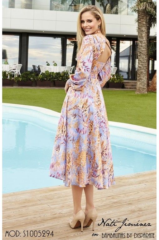 VESTIDO MIDI  FALDA CAPA CUERPO BIOELASTICO RESTO SATEN ESTA NATI JIMENEZ  - 3 2