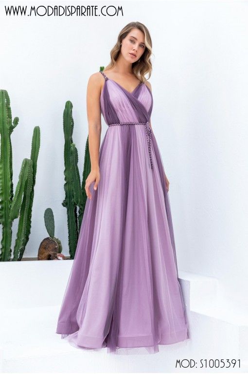 VESTIDO"LUCIA"FIESTA GASA LARGO  TIRANTES FINO BICOLOR CPS COMPROSER, S.L. - 1 2