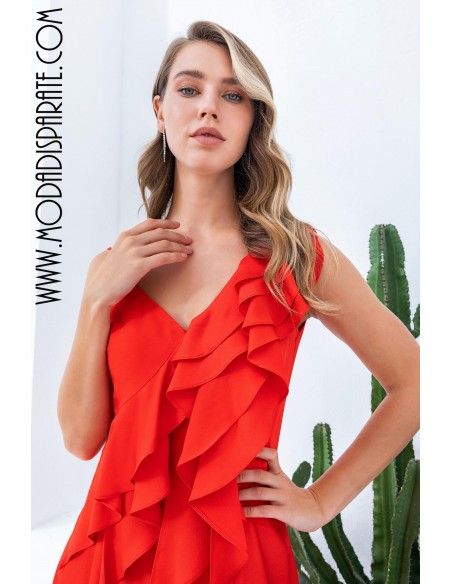 VESTIDO"MAR"FIESTA LARGO  RASO ESCOTE PICO ABERTURA FALDA CPS COMPROSER, S.L. - 2