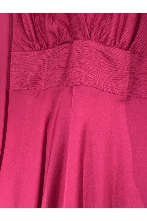 VESTIDO"SONIA"FIESTA CUERPO PLISADO M/LARGA FALDA GASA NATI JIMENEZ  - 1 2