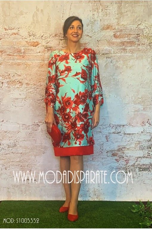 VESTIDO"FARAH" FIESTA CORTO  CAFTAN RASO ESTAMPADO DOLCEZZA DOLCEZZA - 1 2