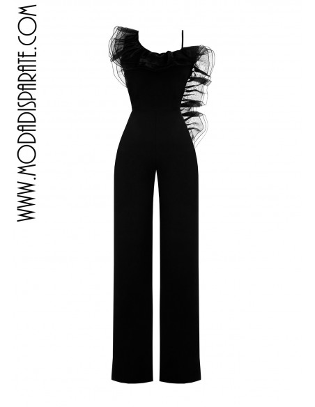 MONO"VIENA"FIESTA LISO ASIMETRICO CON VOLANTES