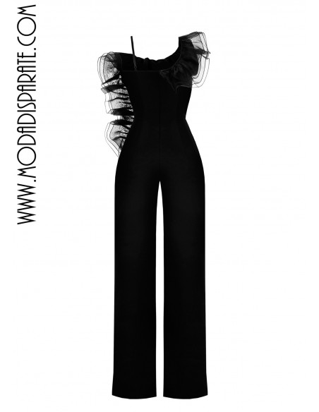 MONO"VIENA"FIESTA LISO ASIMETRICO CON VOLANTES