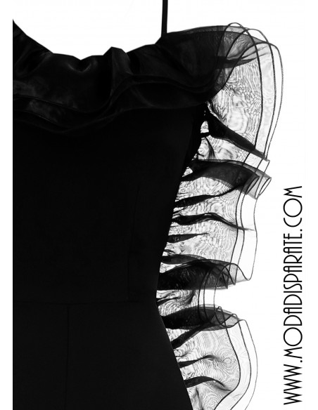 MONO"VIENA"FIESTA LISO ASIMETRICO CON VOLANTES