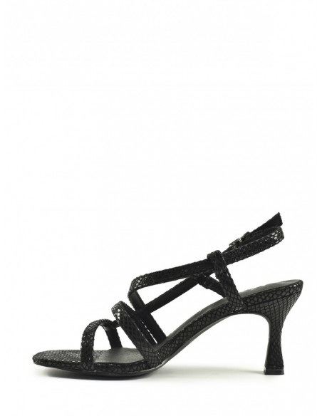 SANDALIA"XIÁN" TACON TIRAS PLANTA PIEL  GRABADO SERPIENTE