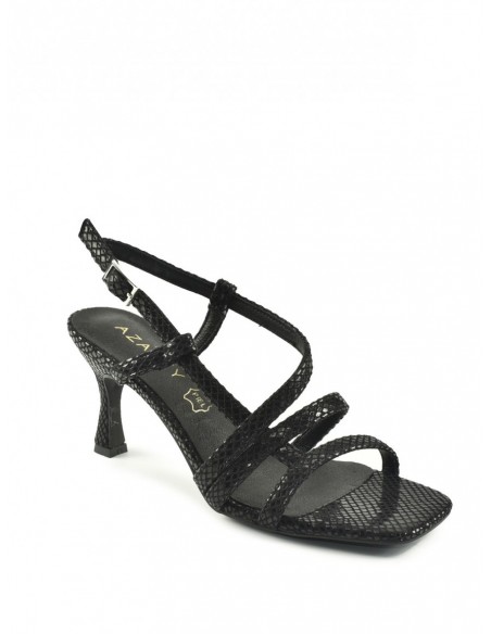 SANDALIA"XIÁN" TACON TIRAS PLANTA PIEL  GRABADO SERPIENTE