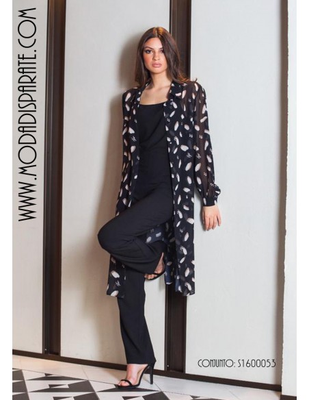 CONJUNTO"TULSA"TRES PIEZAS TOP BLUSON CAMISERO Y PANTALÓN CR