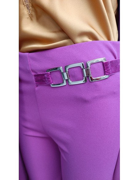 PANTALON"DAYTON" TEJIDO  CREPE PATA ELEFANTE HEBILLA DORADA