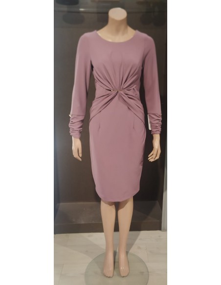 VESTIDO"ARAE"CORTO PUNTO CON BROCHE DELANTERO