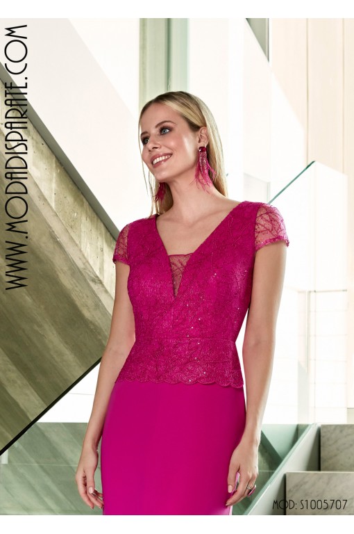VESTIDO"ANTILLA" CORTO MADRINA  CURERPO BLNDA ESCOTE PICO FA 2