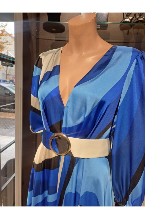 VESTIDO"BLANCA"LARGO FIESTA ESTAMPADO ESCOTE PICO FALDA ABER 2