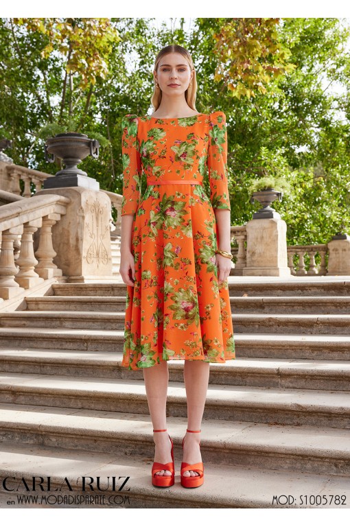 VESTIDO"JAVEA"MIDI ESTAMPADO M/CODO VUELO ESCOTE BARC 2