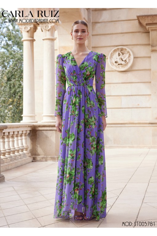VESTIDO"JEREZ"LARGO ESTAMPADO CRUZADO ESCOTE PICO 2