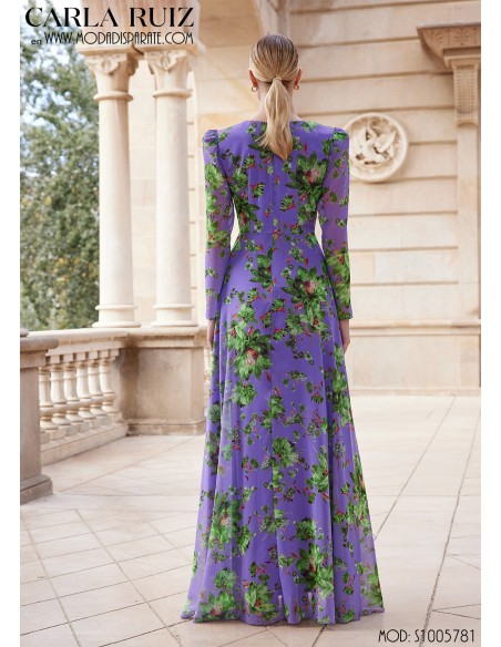 VESTIDO"JEREZ"LARGO ESTAMPADO CRUZADO ESCOTE PICO