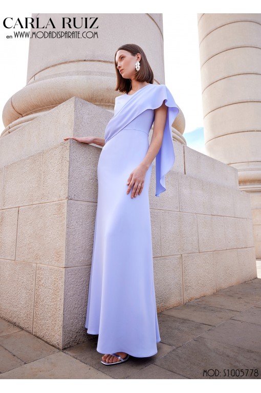 VESTIDO"CANARIAS"MADRTINA LARGO LISO BANDA UNA MANGA