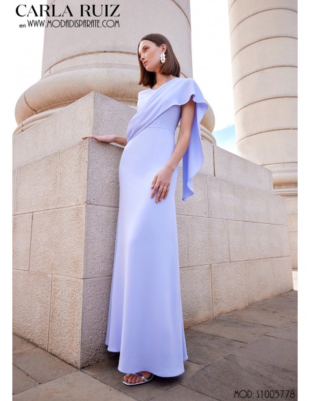 VESTIDO"CANARIAS"MADRTINA LARGO LISO BANDA UNA MANGA