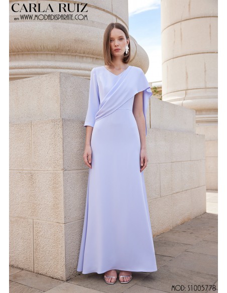 VESTIDO"CANARIAS"MADRTINA LARGO LISO BANDA UNA MANGA