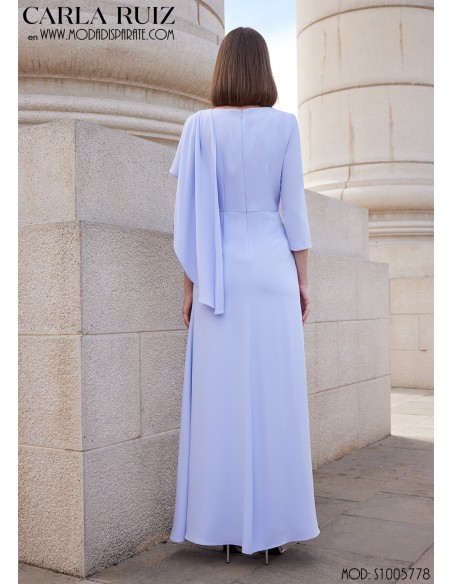 VESTIDO"CANARIAS"MADRTINA LARGO LISO BANDA UNA MANGA