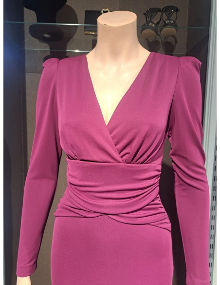 VESTIDO"JÁVEA"MIDI PUNTO LISO FRUNCE CINTURA Y M7 LARGA ABUL