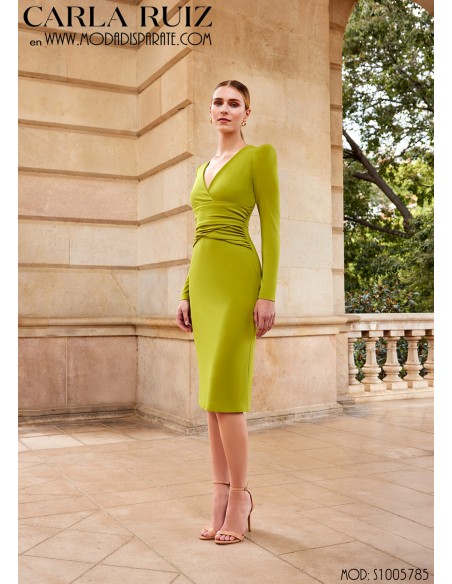 VESTIDO"JÁVEA"MIDI PUNTO LISO FRUNCE CINTURA Y M7 LARGA ABUL