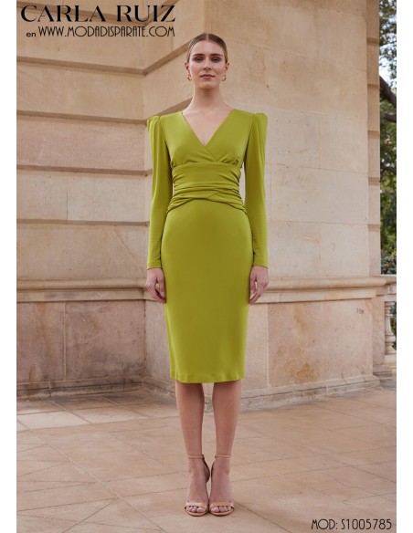 VESTIDO"JÁVEA"MIDI PUNTO LISO FRUNCE CINTURA Y M7 LARGA ABUL