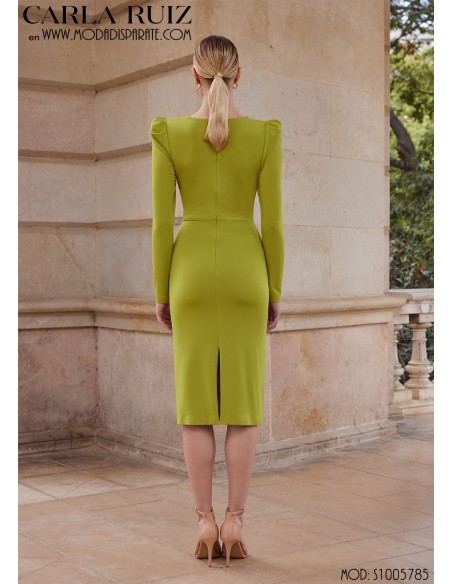 VESTIDO"JÁVEA"MIDI PUNTO LISO FRUNCE CINTURA Y M7 LARGA ABUL