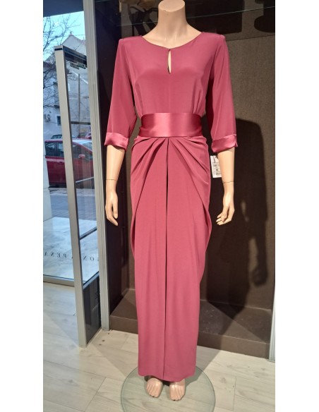 VESTIDO"MIJAS"MADRINA LARGO LISO M7 CODO ABOTONADO ESPALDA