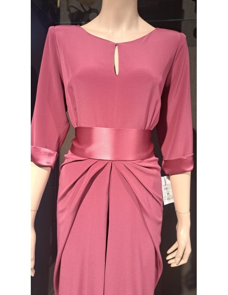 VESTIDO"MIJAS"MADRINA LARGO LISO M7 CODO ABOTONADO ESPALDA