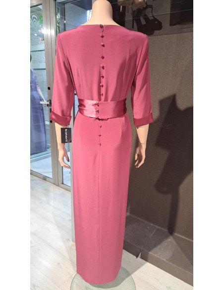 VESTIDO"MIJAS"MADRINA LARGO LISO M7 CODO ABOTONADO ESPALDA