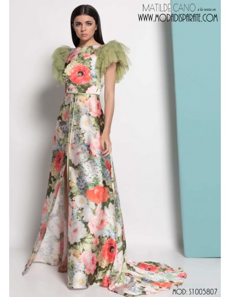 VESTIDO"OSUNA"LARGO ESTAMPADO POLIESTER SATINADO