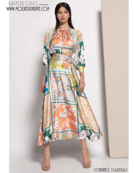 CJTO. ESTAMPADO"OLITE"TOP M7 LARGA Y PUÑO CON FALDA MIDI