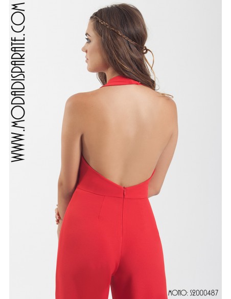 MONO"ROSA"LARGO LISO CREP AL CUELLO ESPADA SDESCUBIERPA