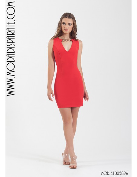 VESTIDO"ALICIA"MINI ESCOTE CADENA