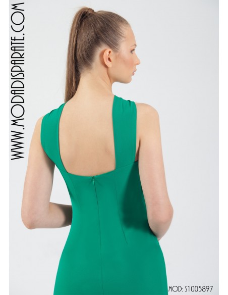 VESTIDO"YOLANDA"LARGO CREP ESCOTE AROS