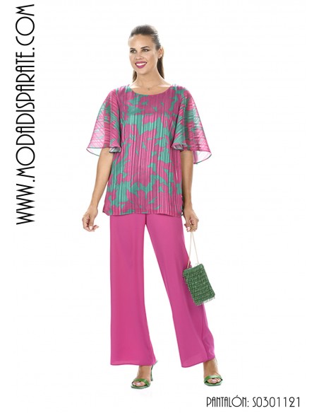 PANTALON"OLIMPIA"FIESTA LISO  PALAZO POLIESTER