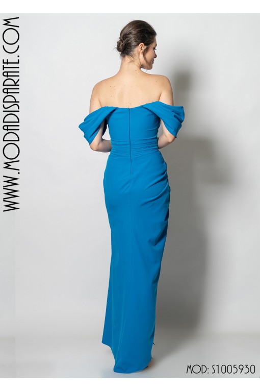 VESTIDO"MIRIAN"LARGO PALABRA DE HONOR HOMBRO CAIDO FAL DRAPE 2